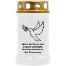 Grabkerze Weiß 40h (Deckel Gold) - Taube