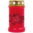 Grabkerze Rot 40h (Deckel Gold) - Rose