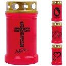 Grabkerze Rot 40h (Deckel Gold) - Rose