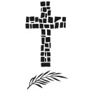 Grabkerze Rot 40h (Deckel Gold) - Kreuz