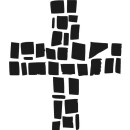 Grabkerze Rot 40h (Deckel Gold) - Kreuz