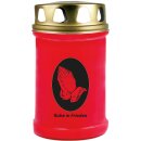 Grabkerze Rot 40h (Deckel Gold) - Hände