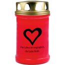 Grabkerze Rot 48h (Deckel Gold) - Herz