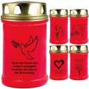 Grabkerze Rot 48h (Deckel Gold) - Herz