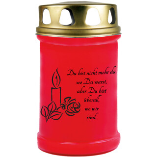 Grabkerze Rot 48h (Deckel Gold) - Kerze