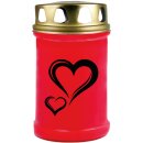Grabkerze Rot 48h (Deckel Gold) - Herz