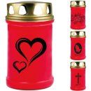 Grabkerze Rot 48h (Deckel Gold) - Herz