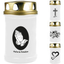 Grabkerze Weiß 48h (Deckel Gold) - Rose