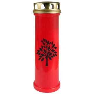 Grabkerze Rot 100h (Deckel Gold) - Baum