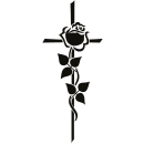 Grabkerze Rot 100h ( Deckel Gold ) - Rose Kreuz