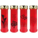 Grabkerze Rot 100h (Deckel Gold) - Engel