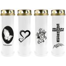 Grabkerze Weiß 100h (Deckel Gold) - Rose