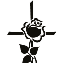 Grabkerze Rot 170h ( Deckel Gold ) - Rose Kreuz
