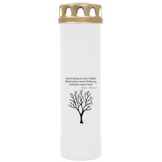 Grabkerze Weiß 170h (Deckel Gold) - Baum