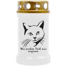 Grabkerze Weiß 40h (Deckel Gold) - Katze 3