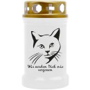 Grabkerze Weiß 40h (Deckel Gold) - Katze 3