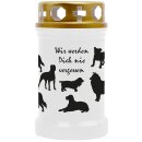 Grabkerze Weiß 40h (Deckel Gold) - Hunde
