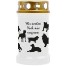 Grabkerze Weiß 40h (Deckel Gold) - Hunde