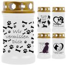 Grabkerze für Tiere Hundemotiv 40h Herz Schwarz