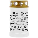 Grabkerze für Tiere Hundemotiv 40h Knochen - Pfoten