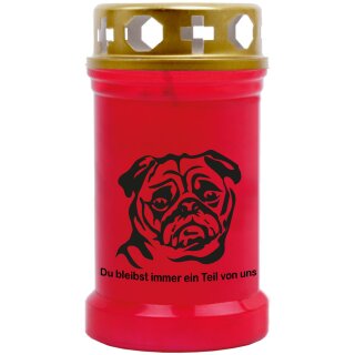 Grabkerze Rot 40h (Deckel Gold) - Mops