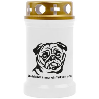 Grabkerze für Tiere Hundemotiv 40h Mops