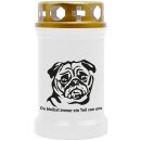 Grabkerze für Tiere Hundemotiv 40h Mops