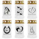 Grabkerze für Tiere Pferdemotiv 40h Herz