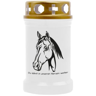 Grabkerze für Tiere Pferdemotiv 40h Pferdekopf 2