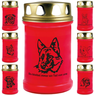 Grablicht ( Rot ) Grabkerze ca. 48h Brenndauer - Hunde 2