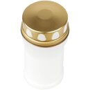 Grabkerze Weiß 48h (Deckel Gold) - Herz Schwarz