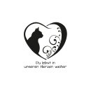 Grabkerze Weiß 48h (Deckel Gold) - Herz Schwarz