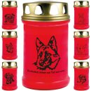Grabkerze Rot 48h (Deckel Gold) - Schäferhund