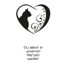 Grabkerze Weiß 100h (Deckel Gold) - Herz Schwarz