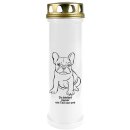 Grabkerze Weiß 100h (Deckel Gold) - Bulldogge