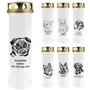 Grabkerze Weiß 100h (Deckel Gold) - Bulldogge
