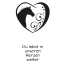 Grabkerze Weiß 100h (Deckel Gold) - Herz Schwarz