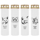 Grabkerze Weiß 170h (Deckel Gold) - Katze 2