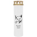 Grabkerze Weiß 170h (Deckel Gold) - Katze 3