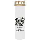 Grabkerze Weiß 170h (Deckel Gold) - Mops