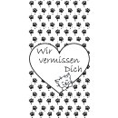Grabkerze Weiß 170h (Deckel Gold) - Herz Pfote