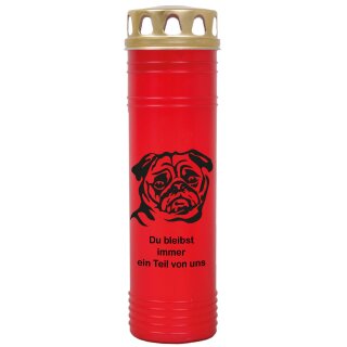 Grabkerze Rot 170h (Deckel Gold) - Mops