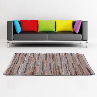 Flickenteppiche Leder 70x180cm braun
