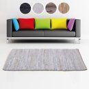 Flickenteppiche Leder 70x180cm weiß