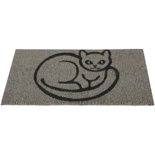 Kokos Fußmatte - grau - 25x50cm Katze