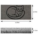 Kokos Fußmatte - grau - 25x50cm Katze