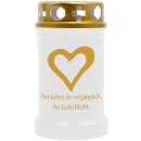 Grabkerze mit Motiv & Spruch 40h Herz