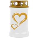 Grabkerze Weiß 40h (Deckel und Druck Gold) - Herz