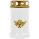 Grabkerze Weiß 40h (Deckel und Druck Gold) - Engel