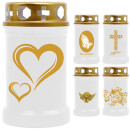 Grabkerze Weiß 40h (Deckel und Druck Gold) - Engel